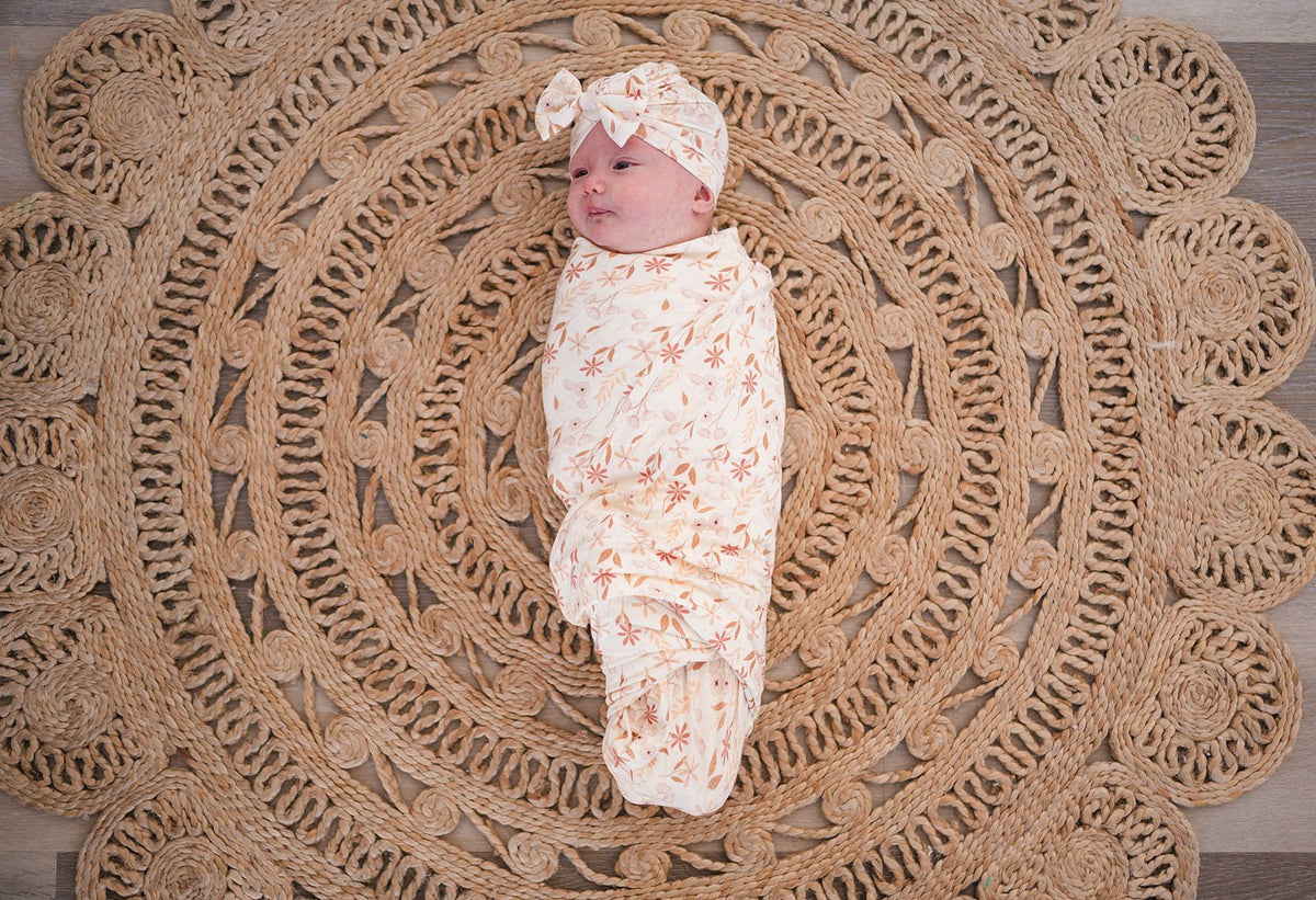 Harp Angel Boutique Wildflower Bamboo Baby Swaddle Blanket - Stretch Newborn Swaddle | Harp Angel Boutique