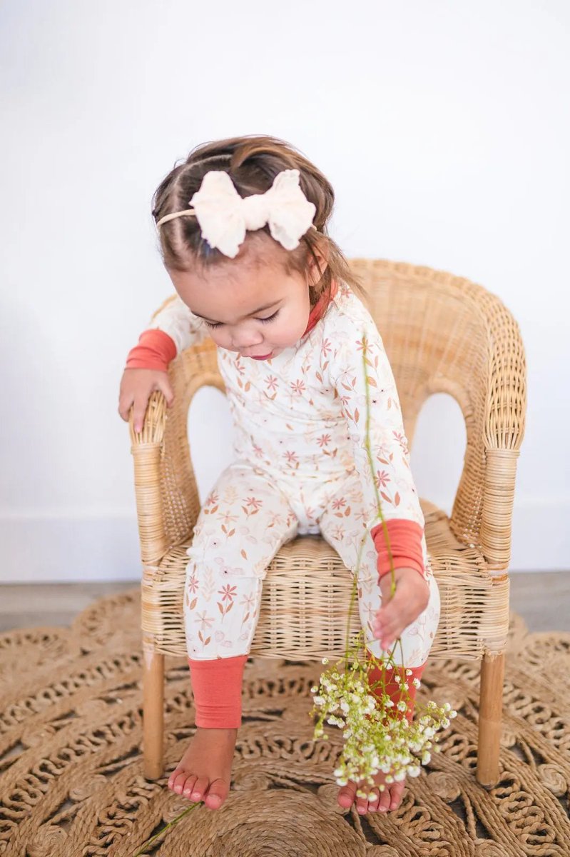 Harp Angel Boutique Wildflower Bamboo Pajama Set with Snug Fit for Cozy Kids Sleepwear - 