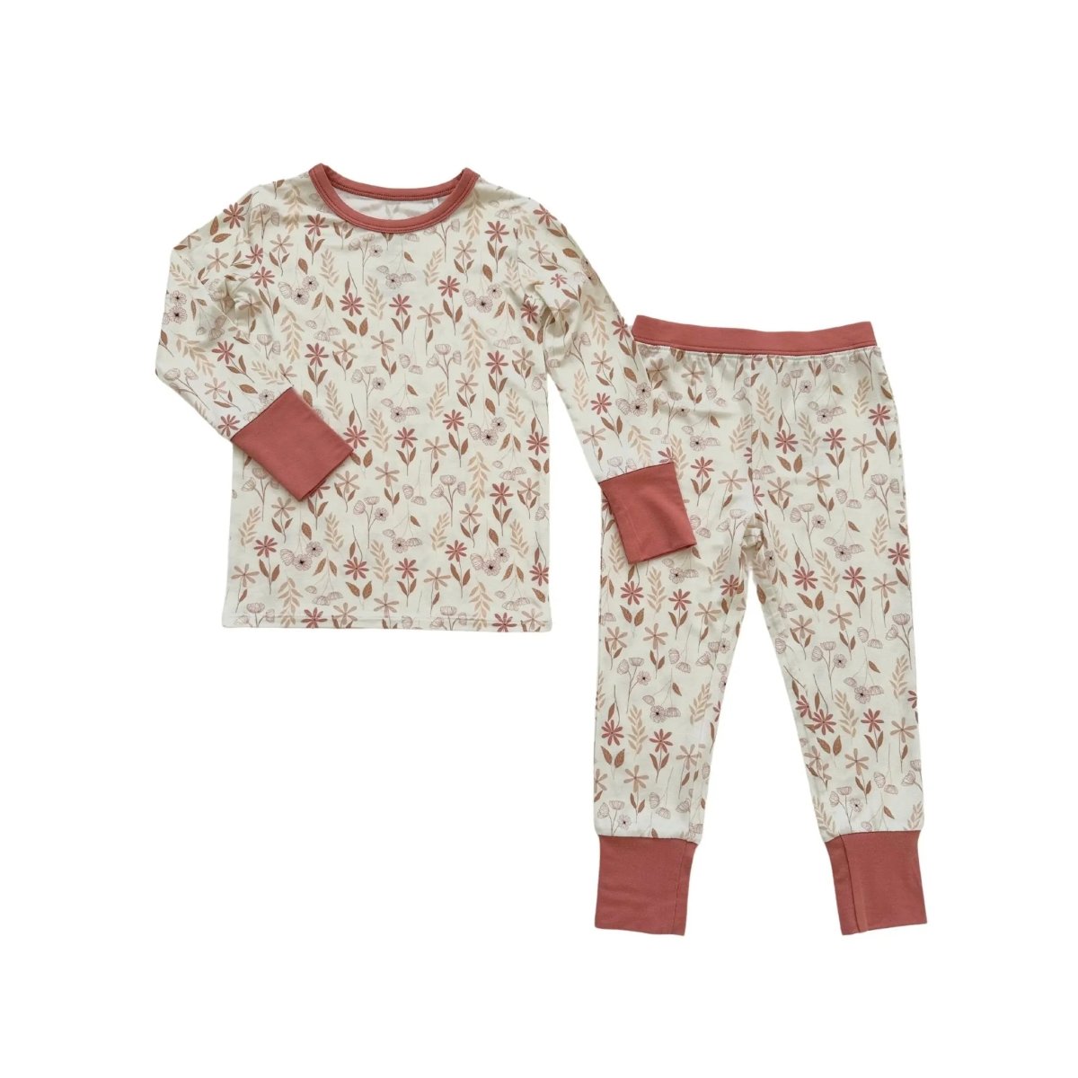 Harp Angel Boutique Wildflower Bamboo Pajama Set with Snug Fit for Cozy Kids Sleepwear - 