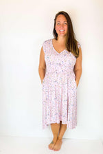 Dragonfly Dreams Bamboo Wildflower Garden Cap Sleeve Women's Hi - Low Dress