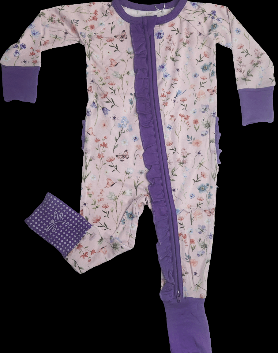 Dragonfly Dreams Bamboo Wildflower Garden Ruffle Convertible Zip - Up