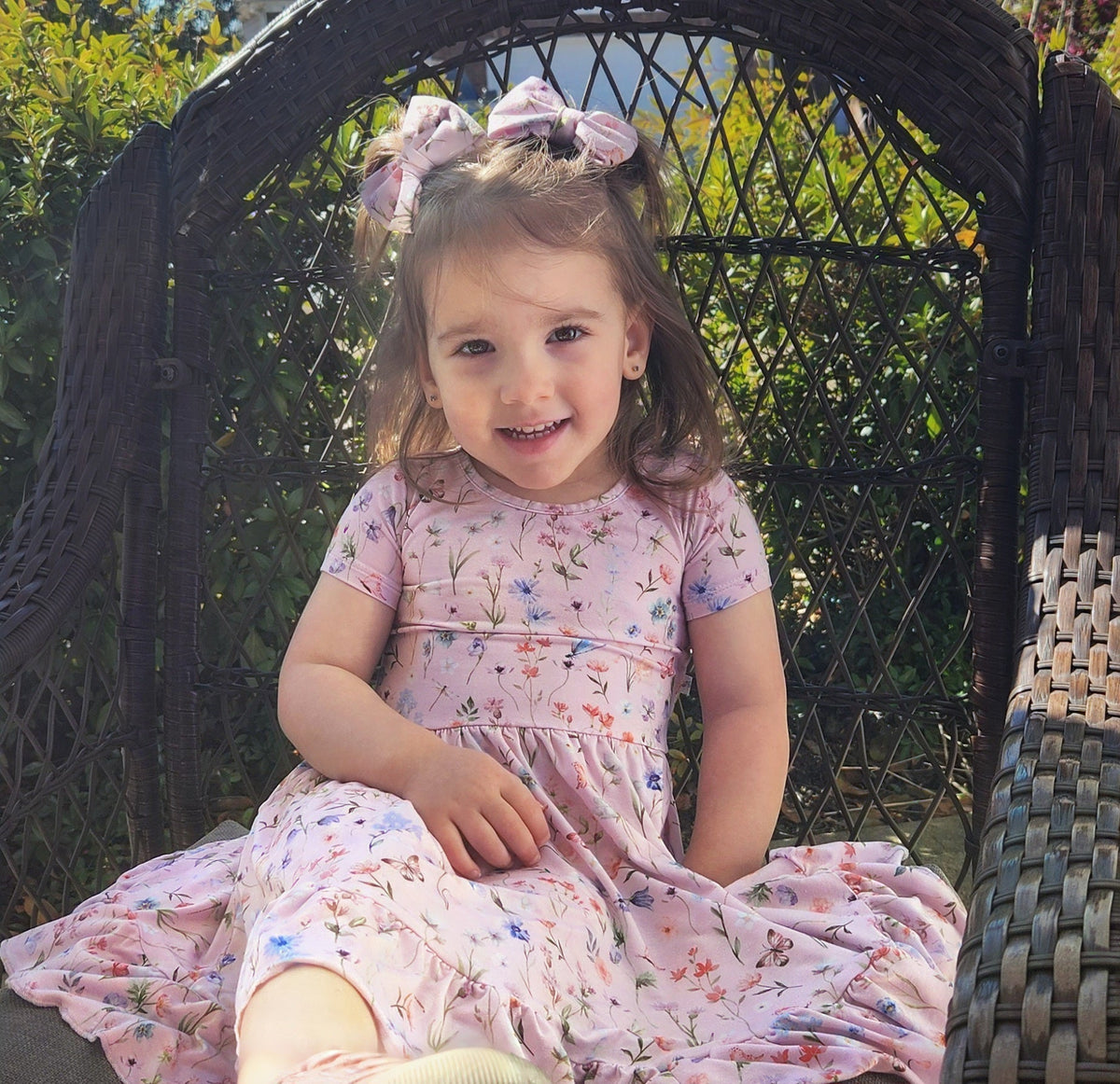 Dragonfly Dreams Bamboo Wildflower Garden Twirl Dress with Pockets & Shorts Set