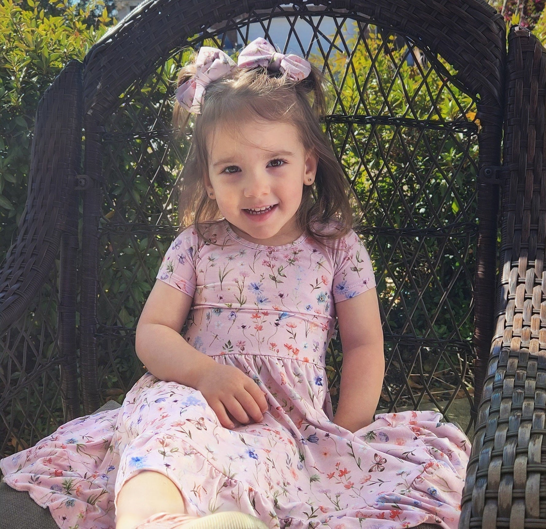 Dragonfly Dreams Bamboo Wildflower Garden Twirl Dress with Pockets & Shorts Set