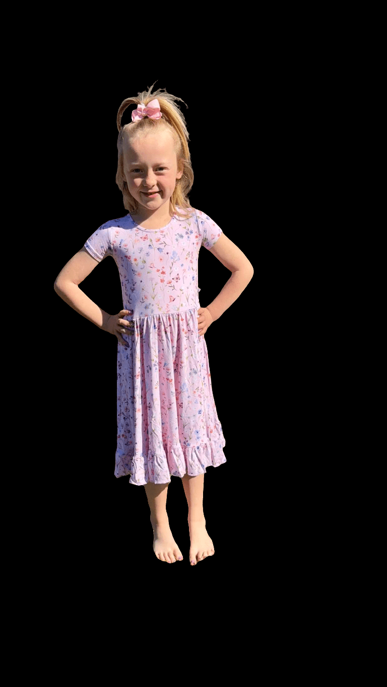 Dragonfly Dreams Bamboo Wildflower Garden Twirl Dress with Pockets & Shorts Set