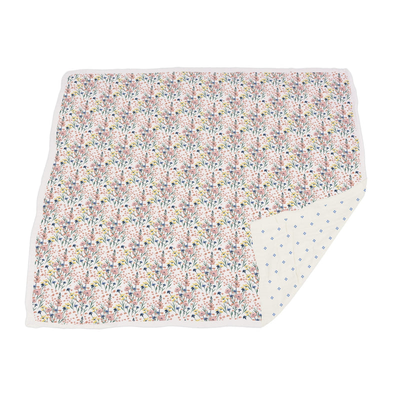 Wildflowers and Periwinkle Diamond Polka Dot Bamboo Newcastle Blanket 100 Percent Natural Muslin 47 Inch x 47 Inch Newcastle Classics