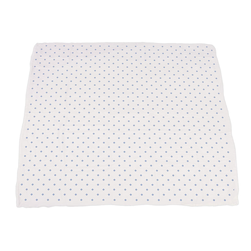 Wildflowers and Periwinkle Diamond Polka Dot Bamboo Newcastle Blanket 100 Percent Natural Muslin 47 Inch x 47 Inch Newcastle Classics