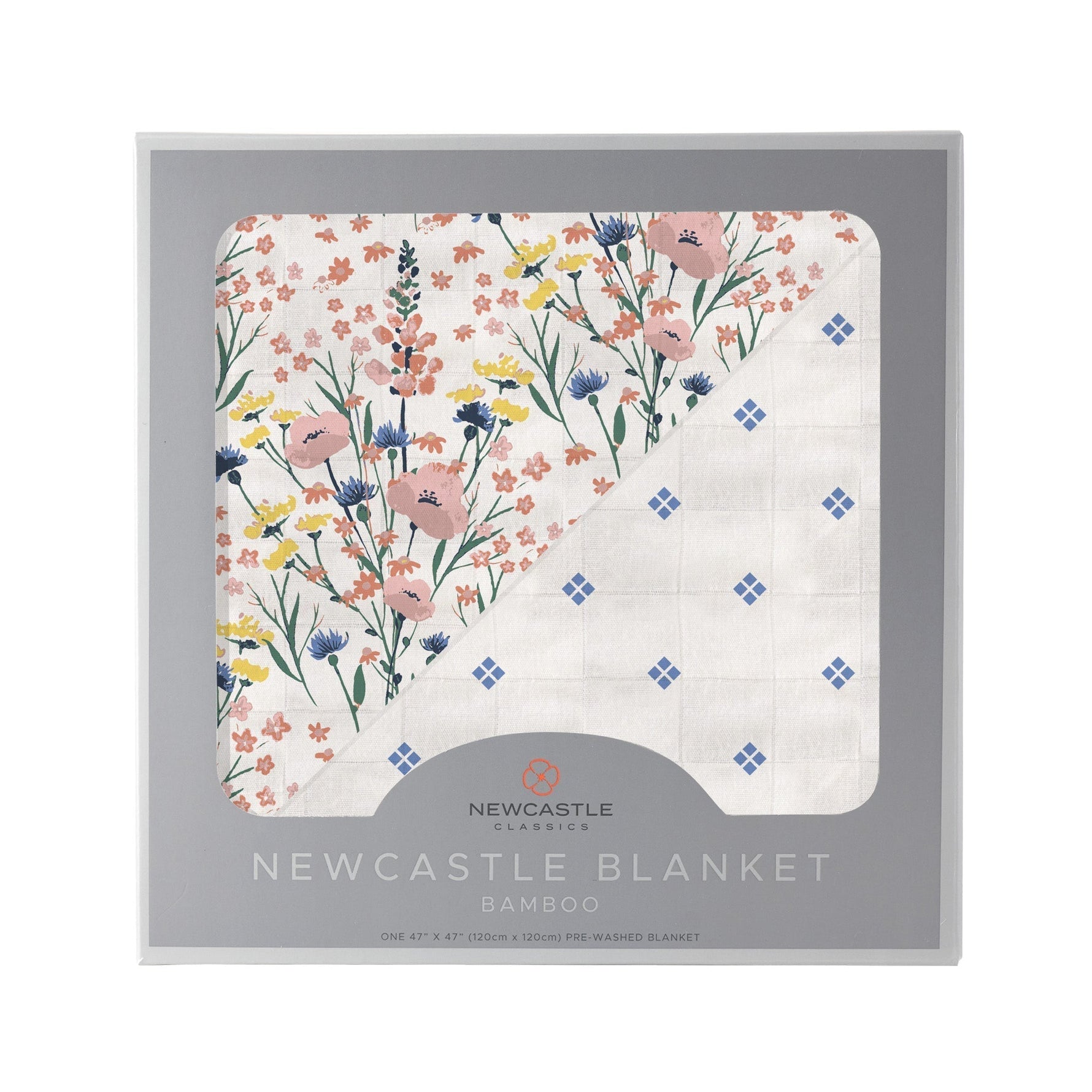 Newcastle Classics Wildflowers and Periwinkle Diamond Polka Dot Bamboo Newcastle Blanket