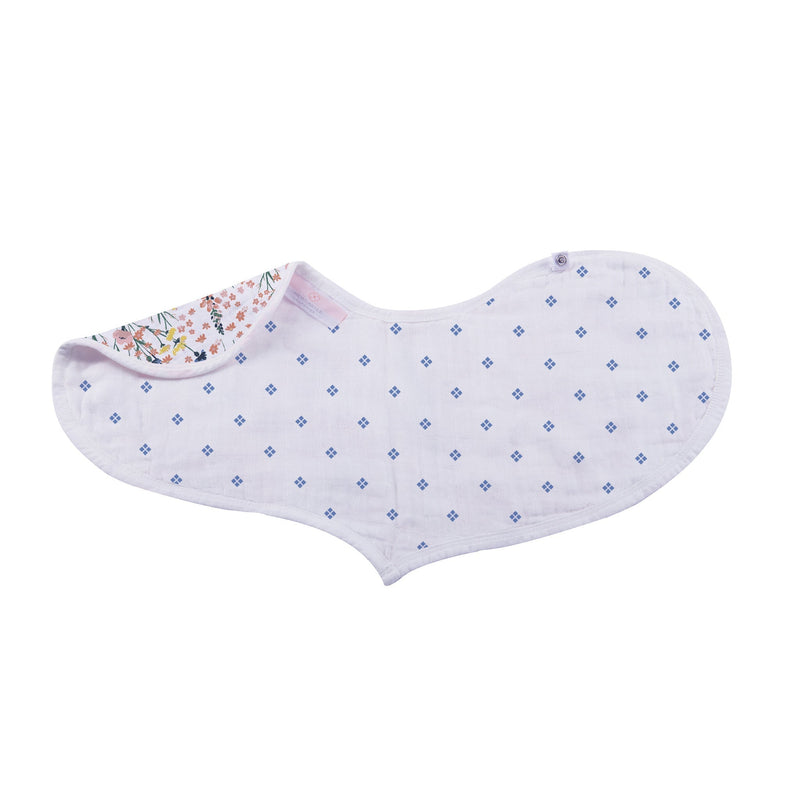 Wildflowers Bamboo Heart Bib 2 Pack Soft Absorbent Muslin Baby Feeding Bibs Newcastle Classics