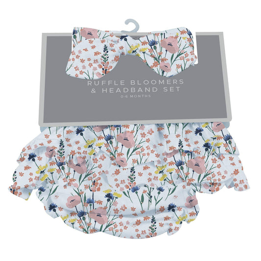Wildflowers Ruffle Bloomers and Headband Set for Babies 0 to 12 Months 100 Percent Bamboo Newcastle Classics