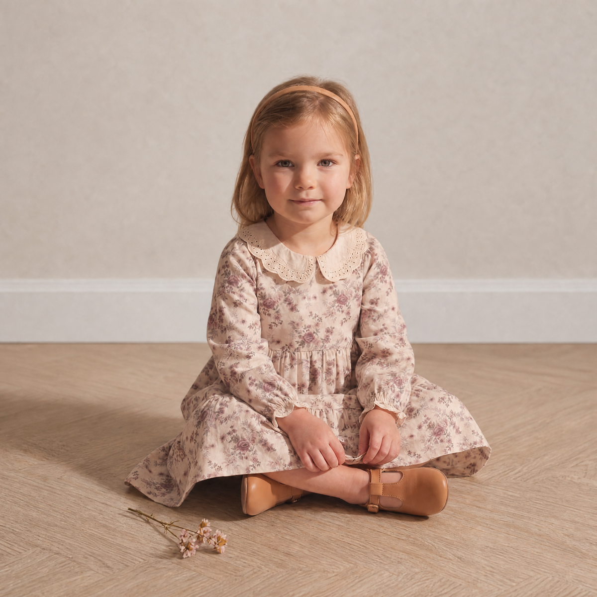 Organic Collar Tiered Dress - Wildrose by Makemake Organics