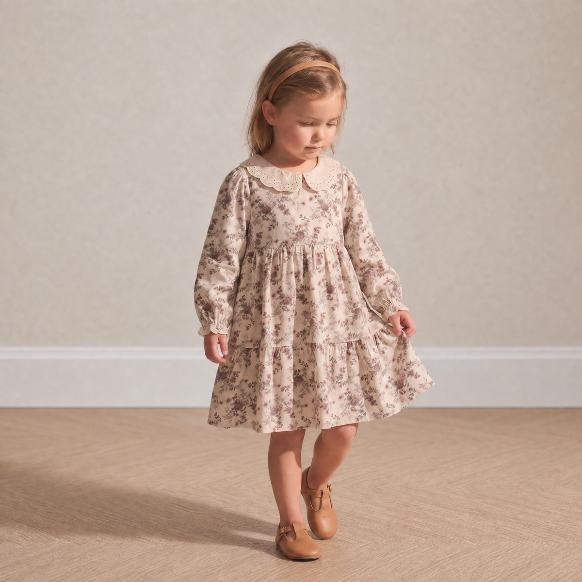 Organic Collar Tiered Dress - Wildrose by Makemake Organics