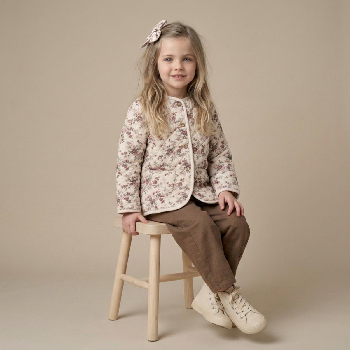Organic Quilted Buttoned Jacket - Wildrose by Makemake Organics
