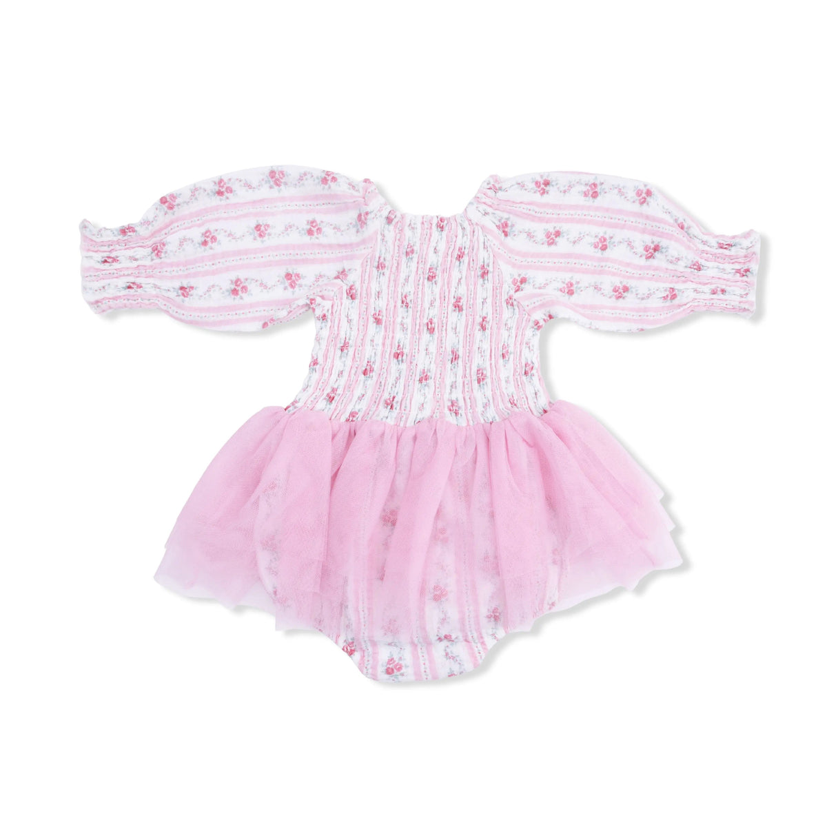 Angel Dear Winding Roses Stripe - Long Sleeve Smocked Bubble with Tutu - 