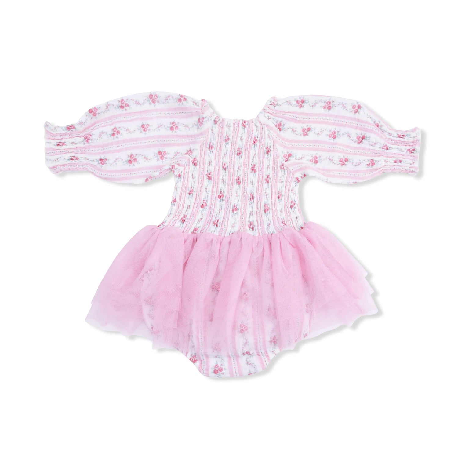 Angel Dear Winding Roses Stripe - Long Sleeve Smocked Bubble with Tutu - 