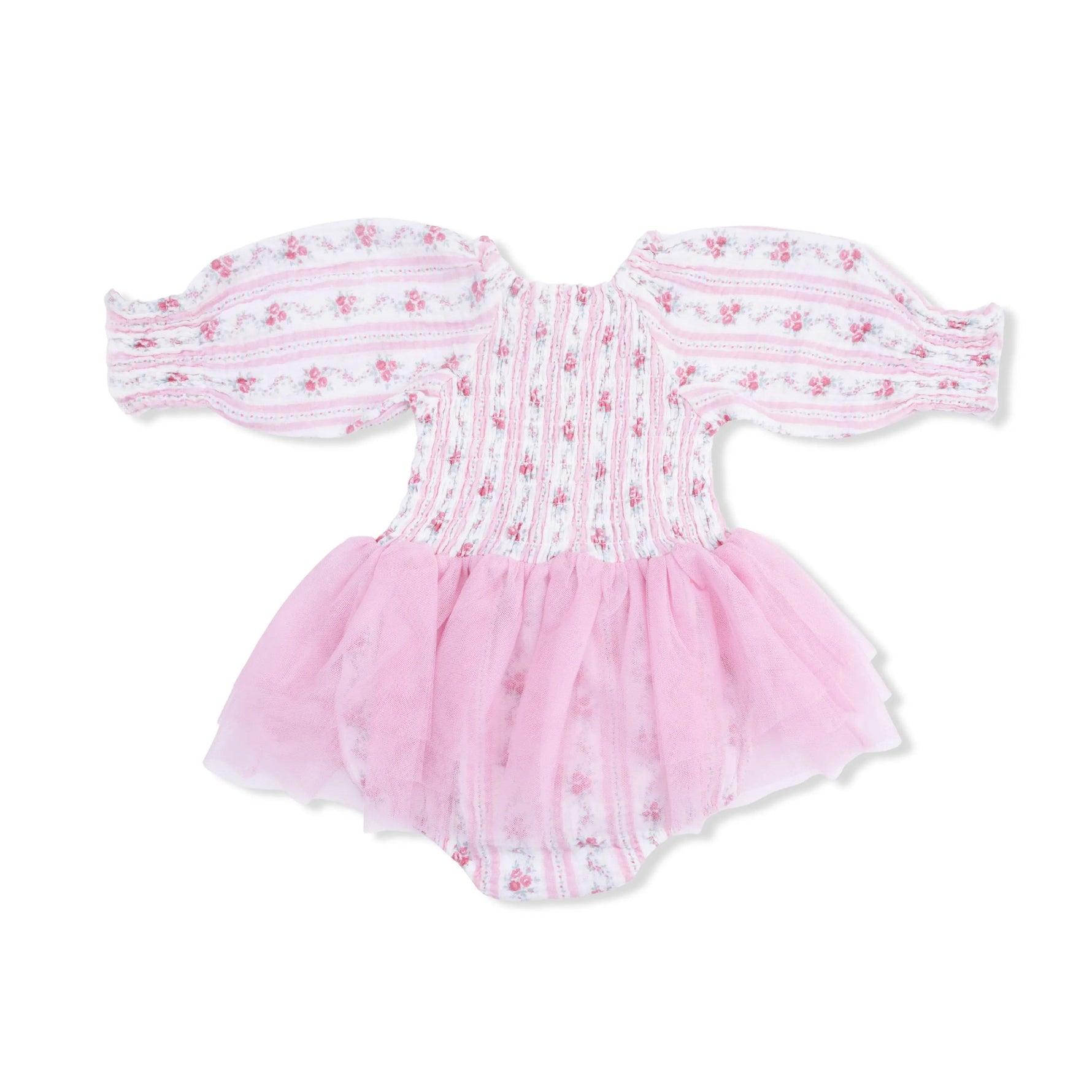 Angel Dear Winding Roses Stripe - Long Sleeve Smocked Bubble with Tutu - 