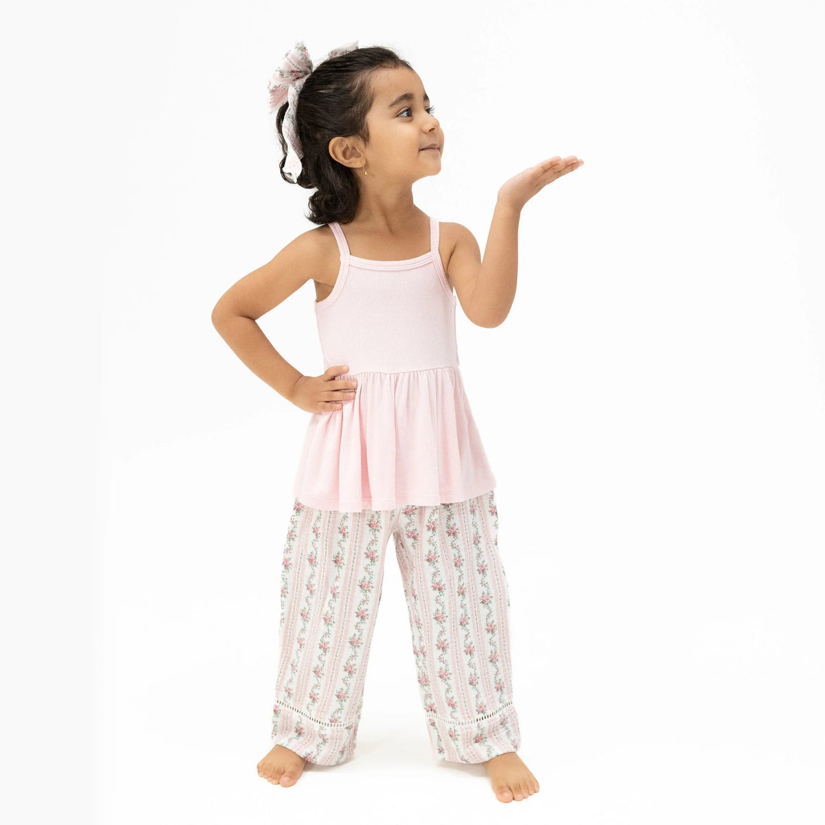 Angel Dear Winding Roses Stripe - Peplum Tank and Smocked Waist Pants - 
