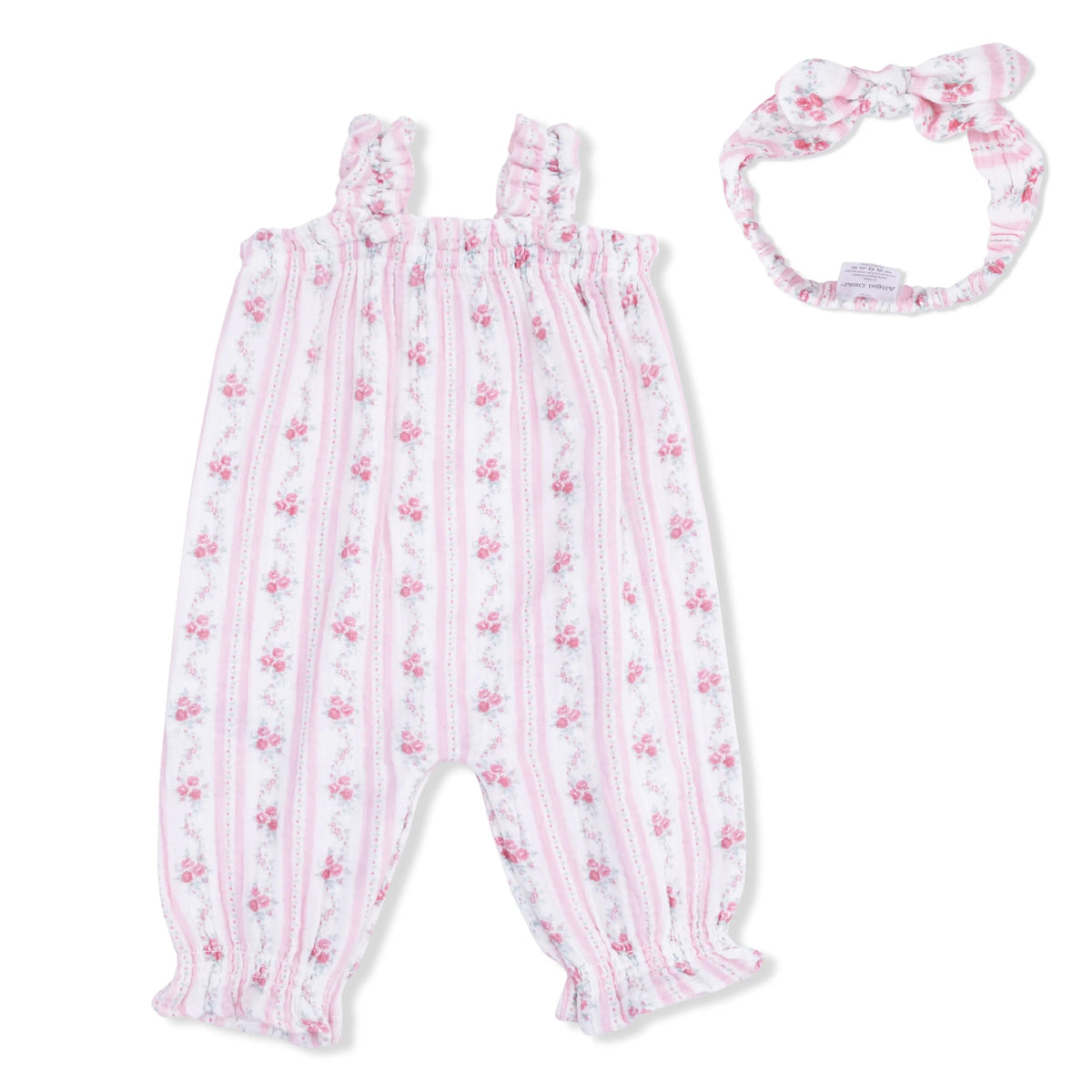 Angel Dear Winding Roses Stripe - Ruffly Strap Overall & Headband - 