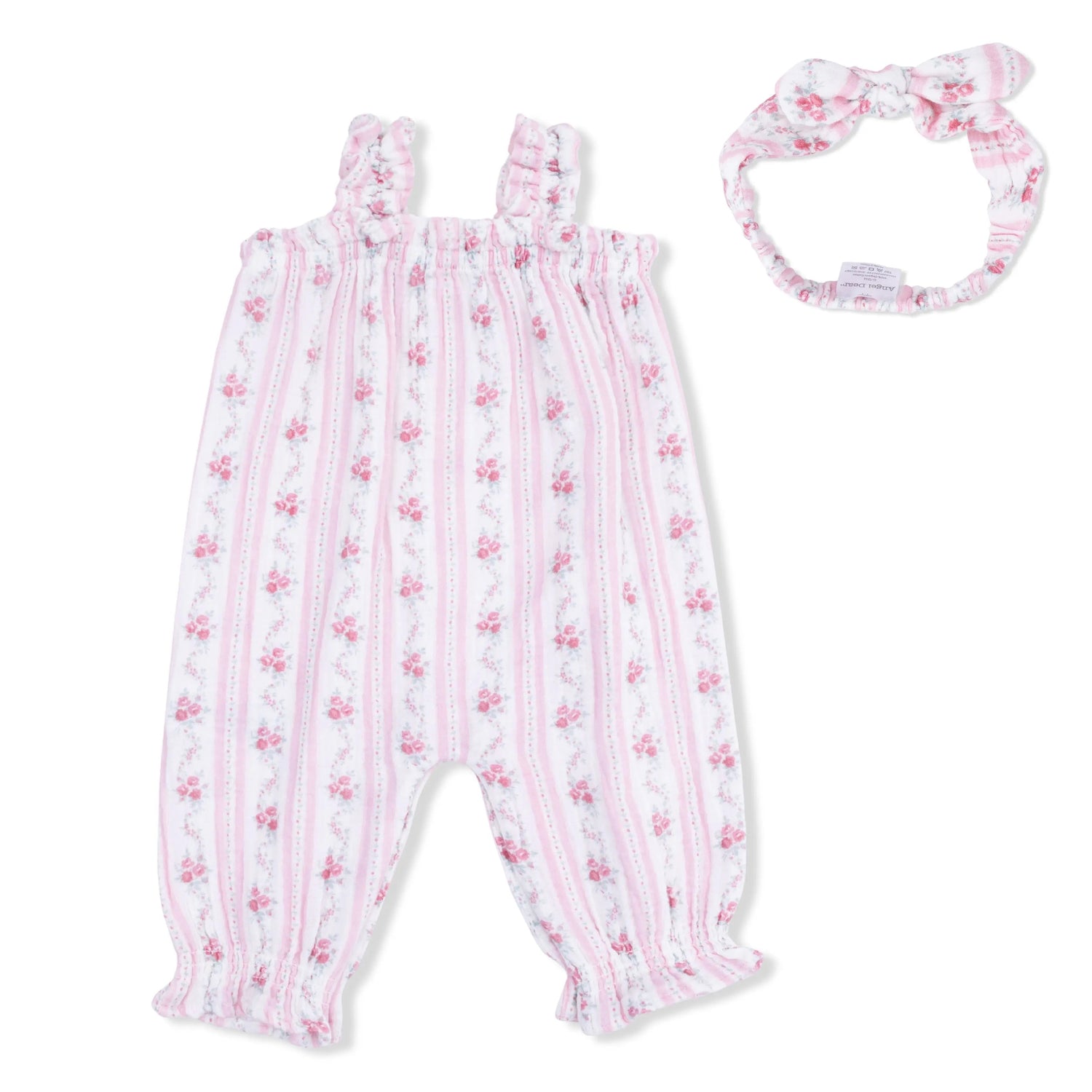 Angel Dear Winding Roses Stripe - Ruffly Strap Overall & Headband - 