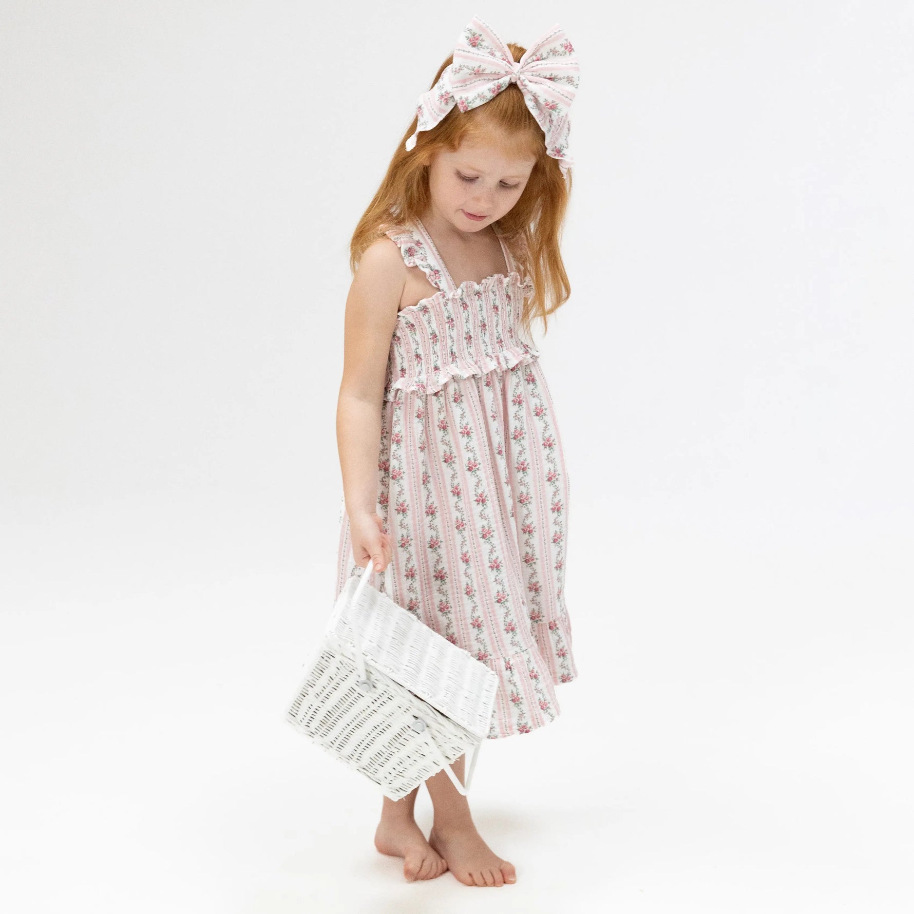Angel Dear Winding Roses Stripe - Smocked Ruffle Sundress & Bloomer - 