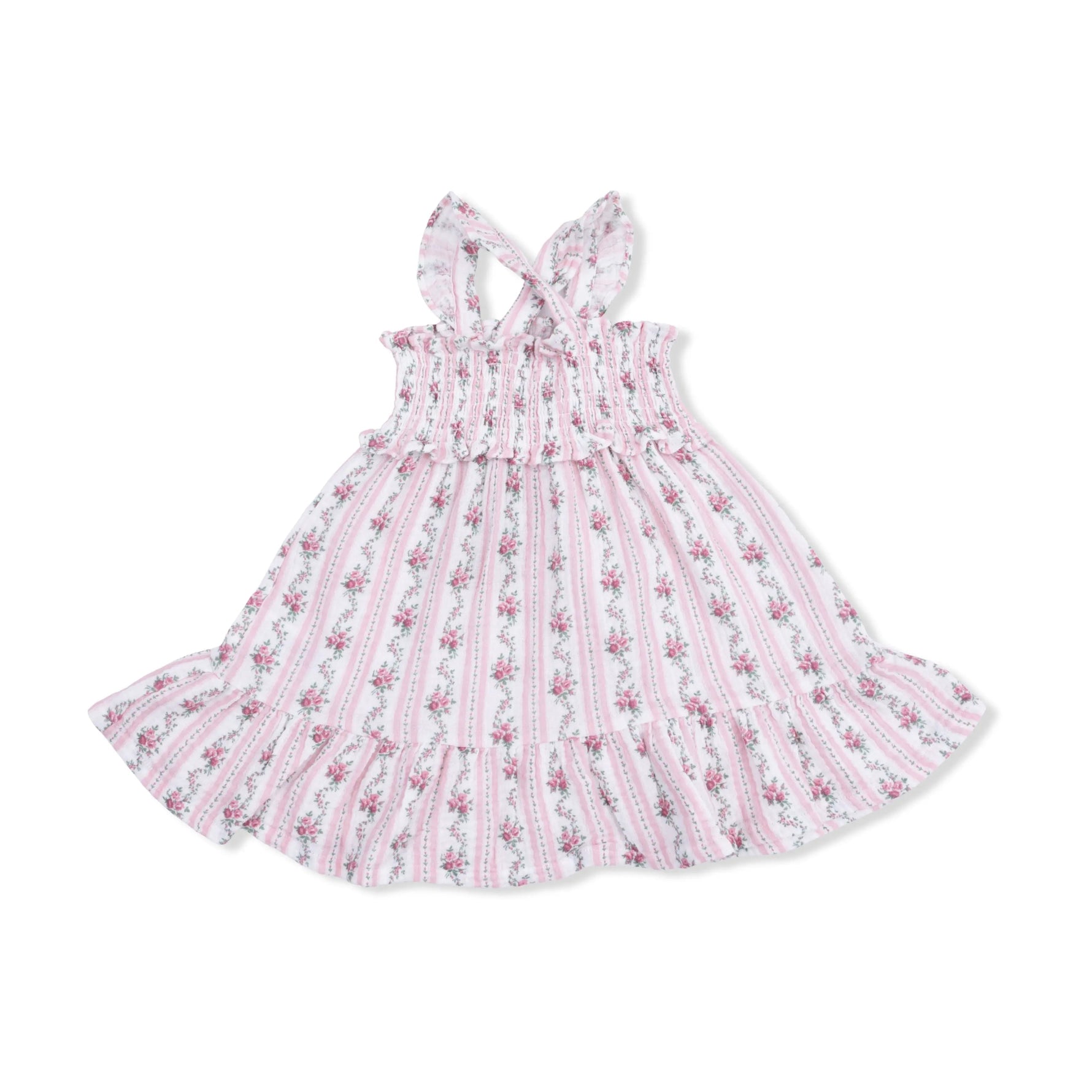 Angel Dear Winding Roses Stripe - Smocked Ruffle Sundress & Bloomer - 