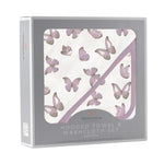 Newcastle Classics Winsome Butterflies Cotton Hooded Towel and Washcloth Set Everetts Place