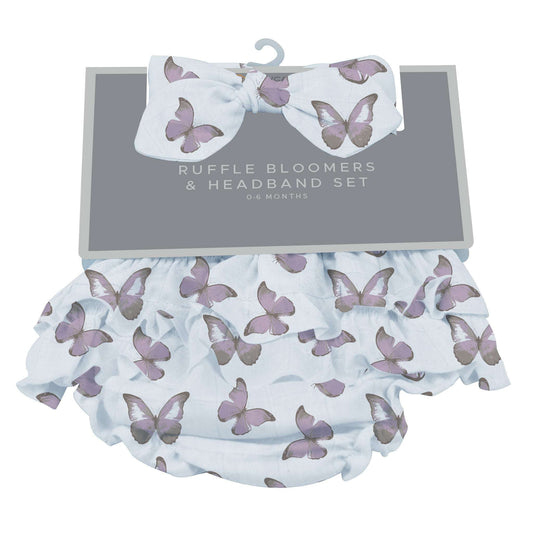 Winsome Butterflies Ruffle Bloomers and Headband Set for Infants 0 to 12 Months 100 Percent Cotton Newcastle Classics