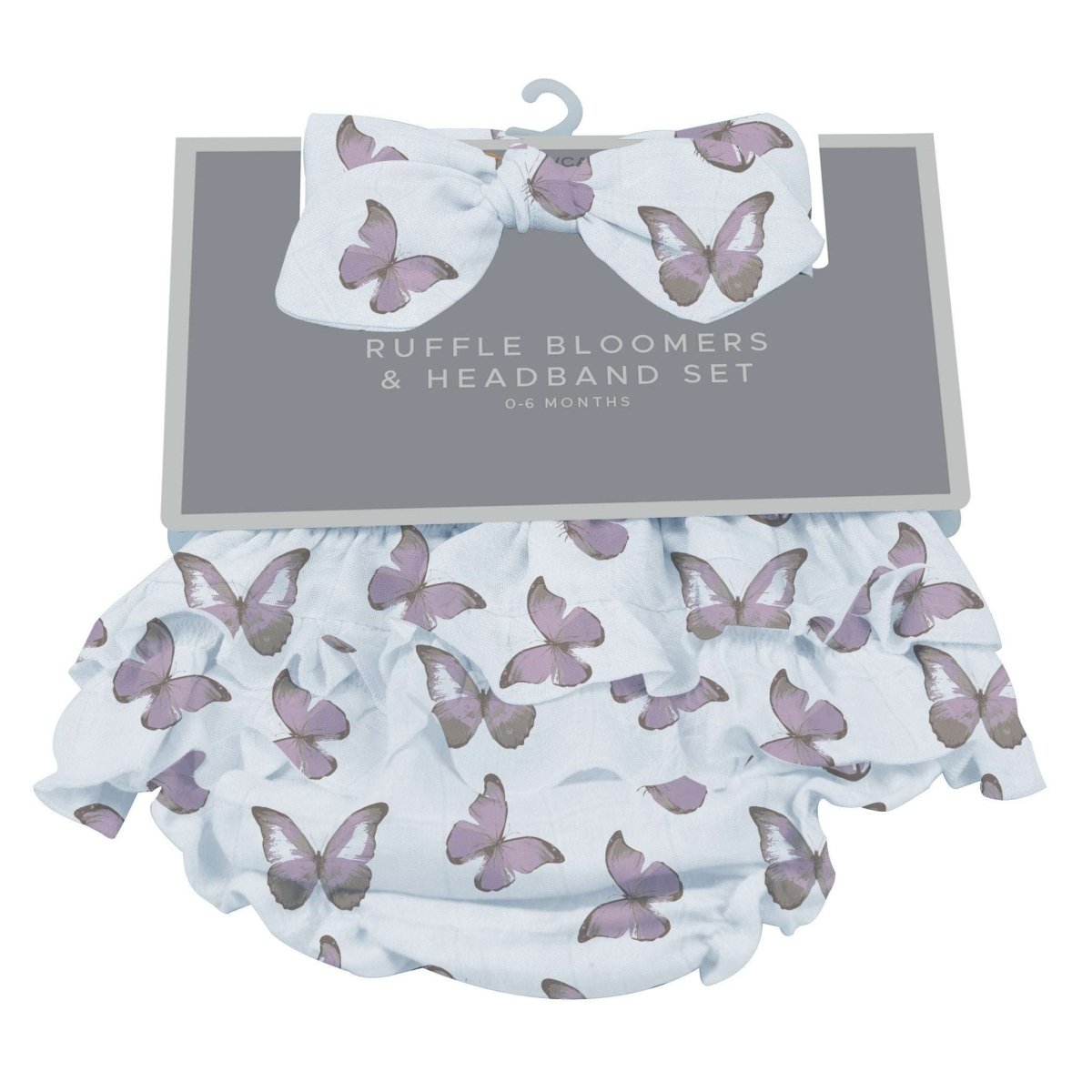 Newcastle Classics Winsome Butterflies Ruffle Bloomers and Headband Set for Baby Girls - 