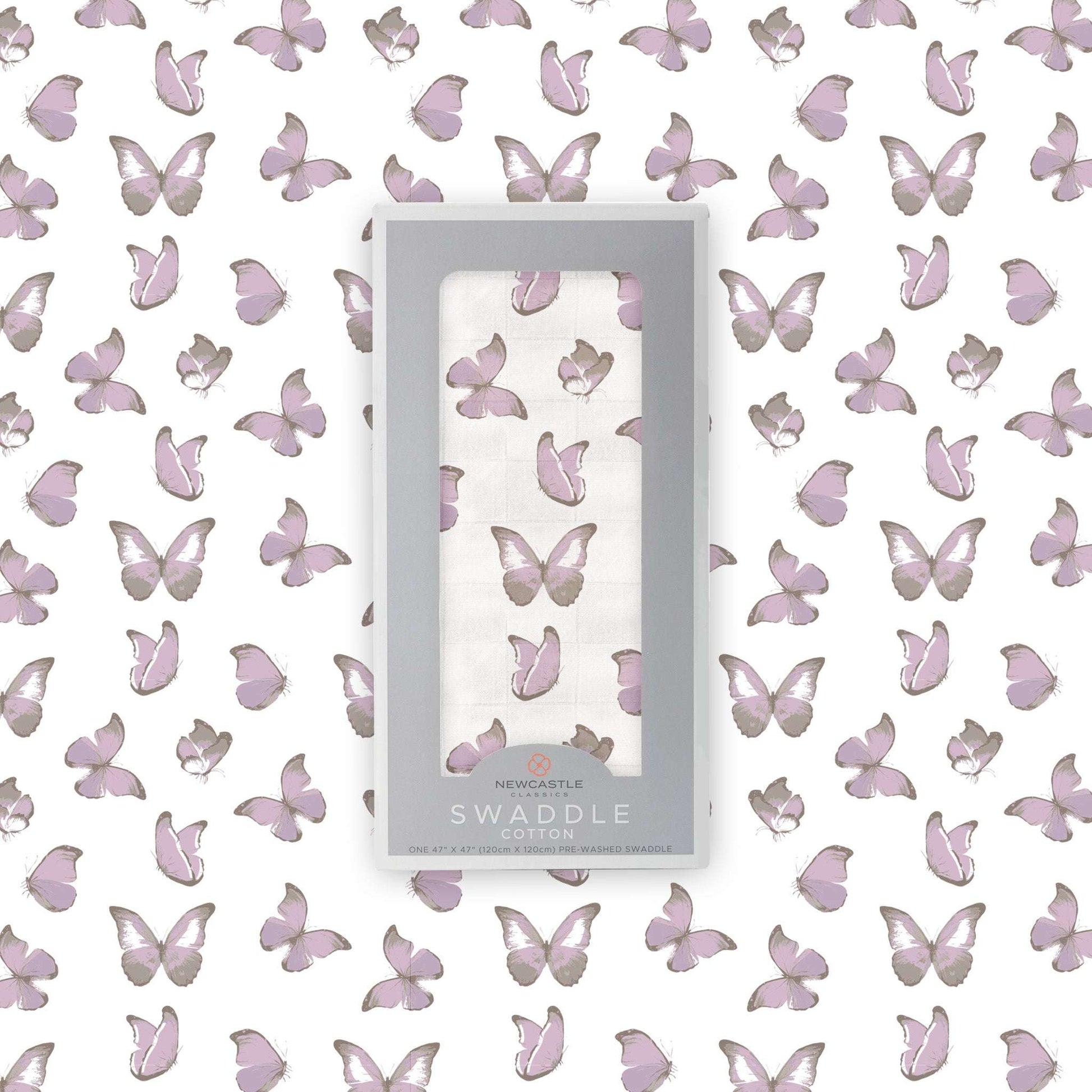 Winsome Butterflies Muslin Swaddle 100 Percent Natural Cotton Soft Breathable Multi Use Baby Blanket Newcastle Classics