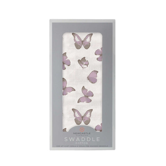 Winsome Butterflies Muslin Swaddle 100 Percent Natural Cotton Soft Breathable Multi Use Baby Blanket Newcastle Classics