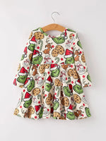Rylee Faith Designs Winter Christmas Character Cookie Print Girls Dress - Everetts Place Boutique - 