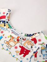 Rylee Faith Designs Winter Christmas Character Party Print Girls Dress - Everetts Place Boutique - 