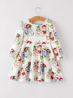 Rylee Faith Designs Winter Christmas Character Party Print Girls Dress - Everetts Place Boutique - 