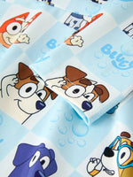 Rylee Faith Designs Winter Christmas Character Print Blue Girls Dress - Everetts Place Boutique - 