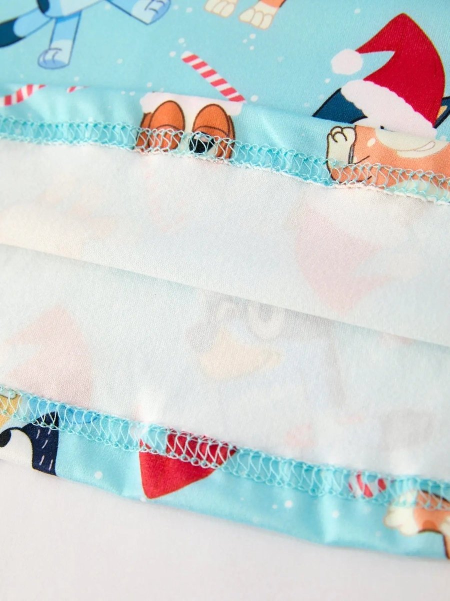 Rylee Faith Designs Winter Christmas Character Print Blue Girls Long Sleeve Dress - Everetts Place Boutique - 