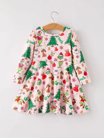 Rylee Faith Designs Winter Christmas Character Print Girls Dress - Everetts Place Boutique - 