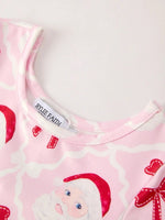 Rylee Faith Designs Winter Christmas Pink Santa Bow Holiday Girls Dress - Everetts Place Boutique - 