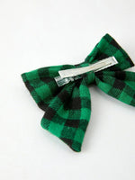 Rylee Faith Designs Winter Christmas Plaid Bow Hair Clip Festive Accessory - Everetts Place Boutique - 