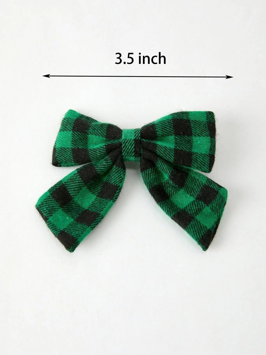 Rylee Faith Designs Winter Christmas Plaid Bow Hair Clip Festive Accessory - Everetts Place Boutique - 