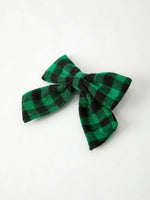 Rylee Faith Designs Winter Christmas Plaid Bow Hair Clip Festive Accessory - Everetts Place Boutique - 