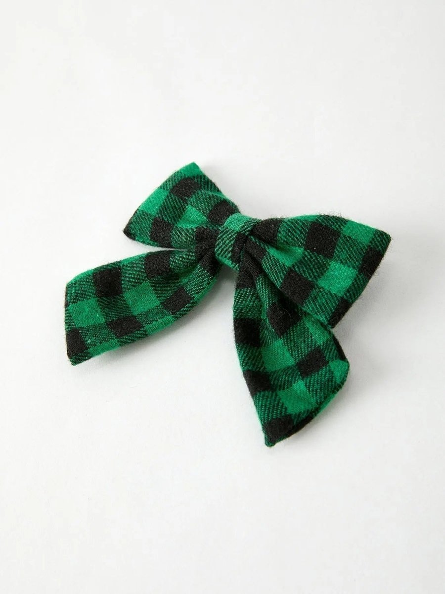 Rylee Faith Designs Winter Christmas Plaid Bow Hair Clip Festive Accessory - Everetts Place Boutique - 