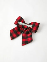 Rylee Faith Designs Winter Christmas Plaid Bow Hair Clip Festive Accessory - Everetts Place Boutique - 