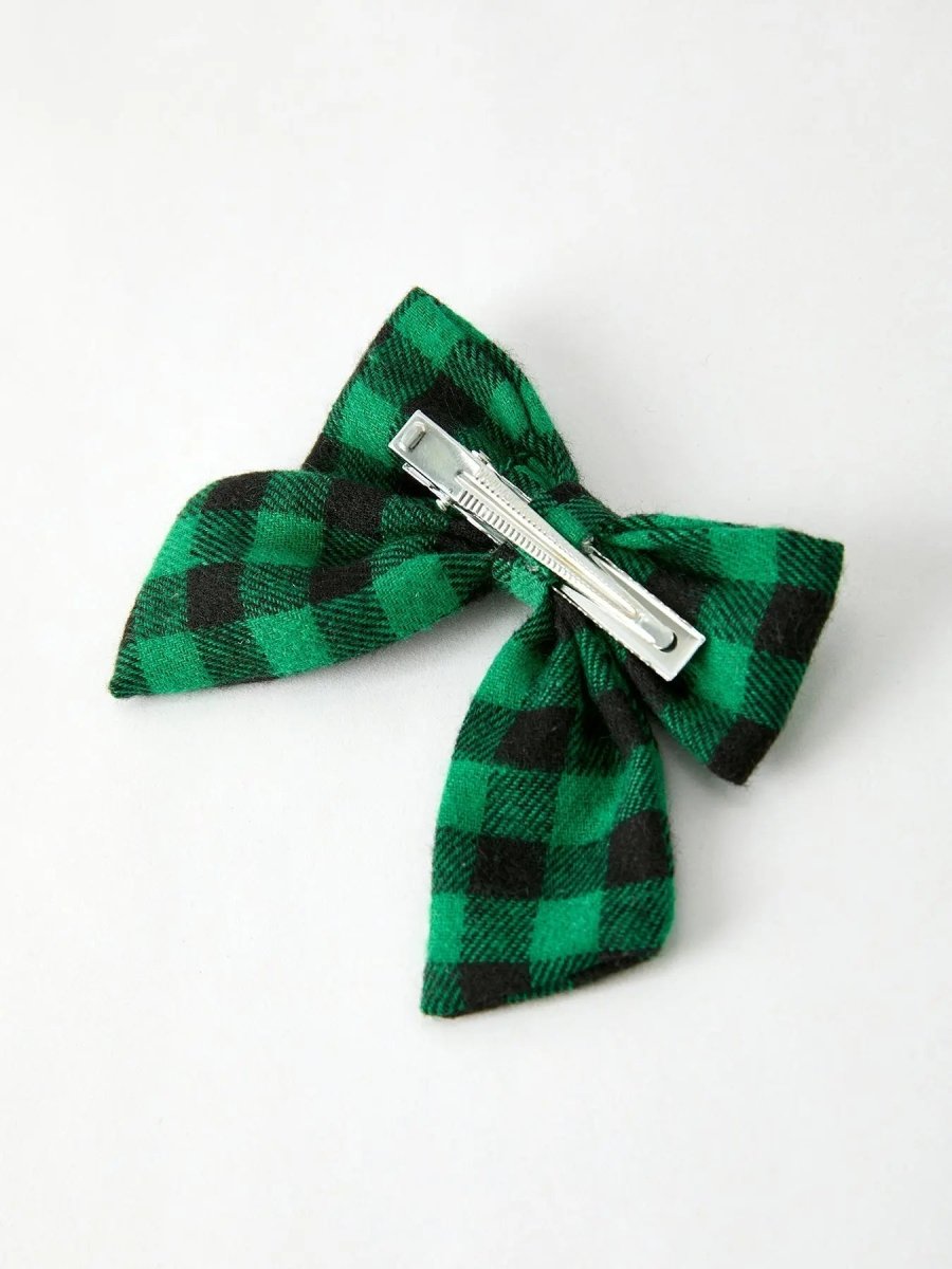 Rylee Faith Designs Winter Christmas Plaid Bow Hair Clip Festive Accessory - Everetts Place Boutique - 