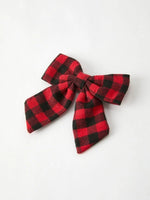 Rylee Faith Designs Winter Christmas Plaid Bow Hair Clip Festive Accessory - Everetts Place Boutique - 