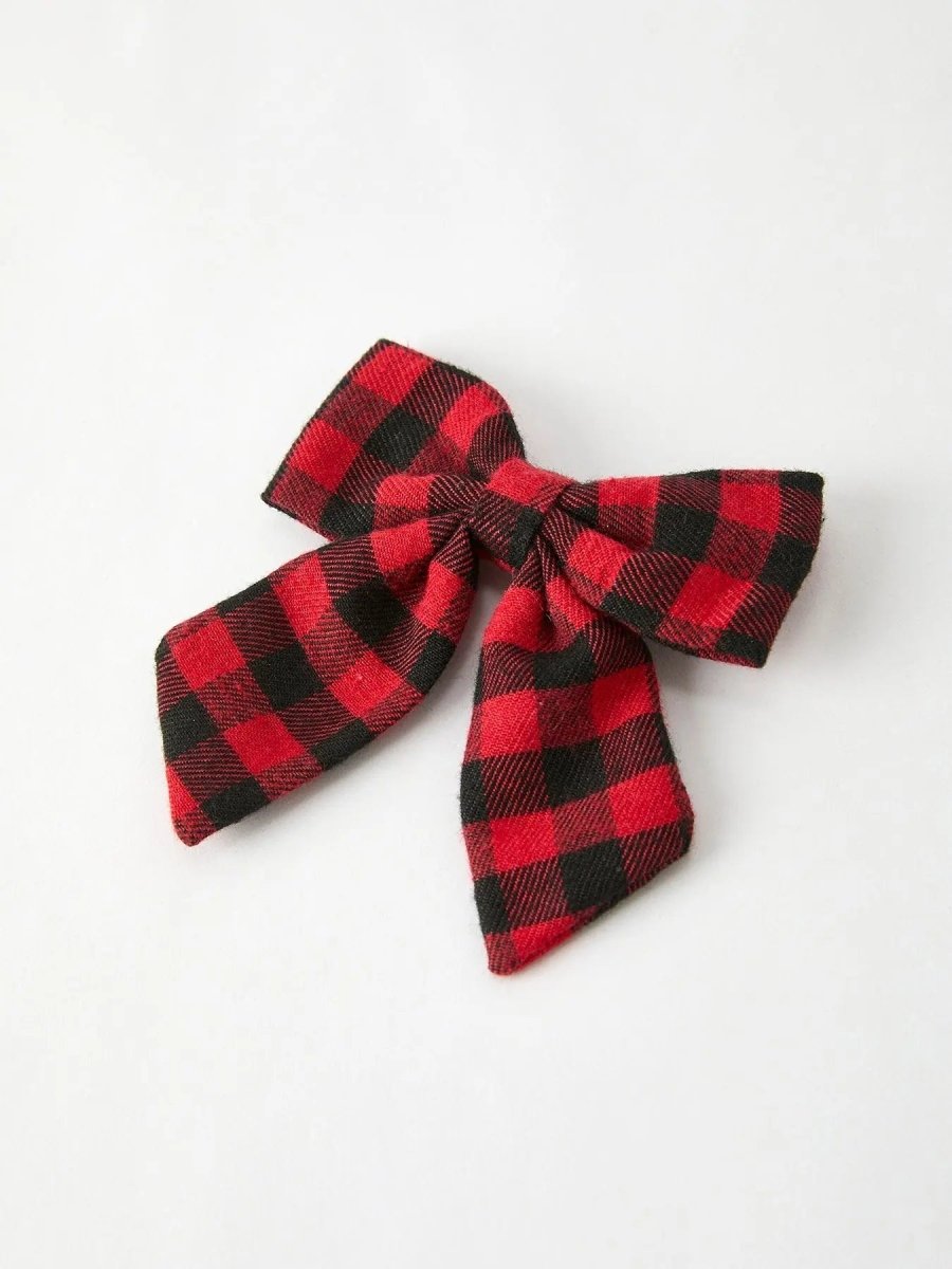 Rylee Faith Designs Winter Christmas Plaid Bow Hair Clip Festive Accessory - Everetts Place Boutique - 