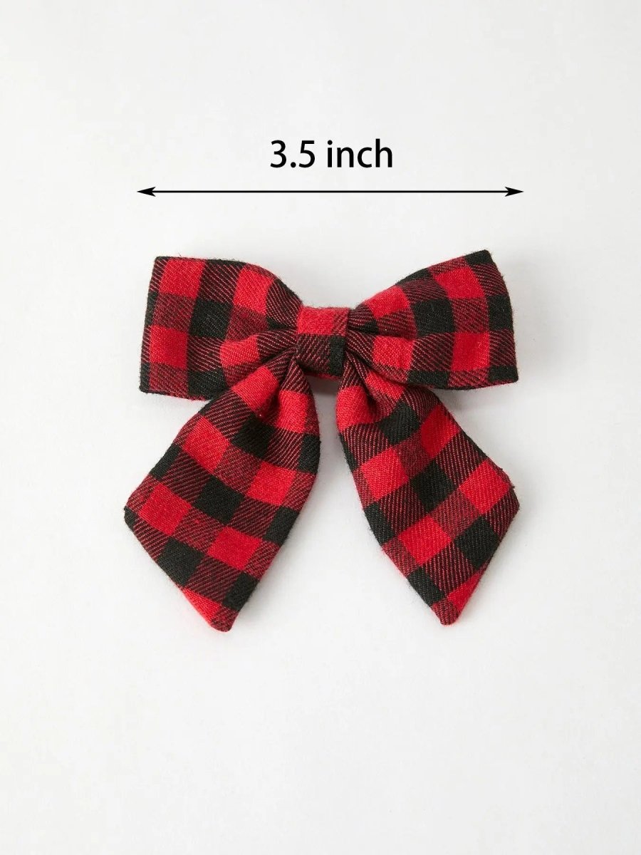 Rylee Faith Designs Winter Christmas Plaid Bow Hair Clip Festive Accessory - Everetts Place Boutique - 
