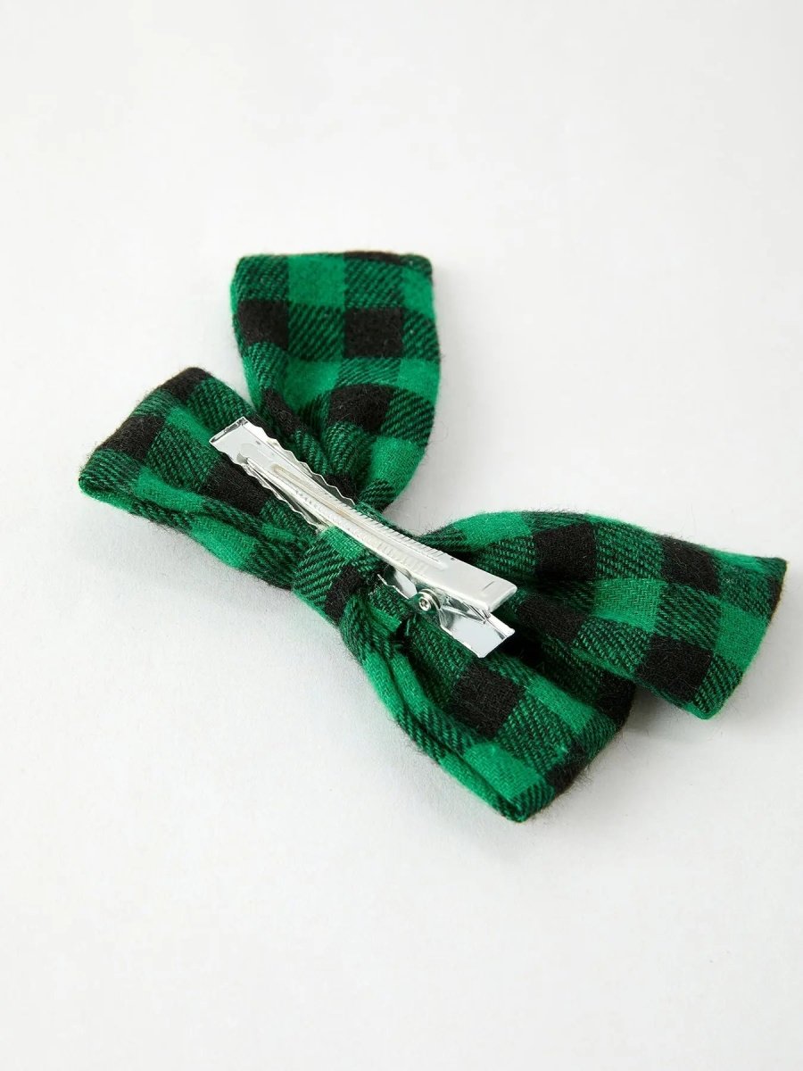 Rylee Faith Designs Winter Christmas Plaid Bow Hair Clip Festive Accessory - Everetts Place Boutique - 