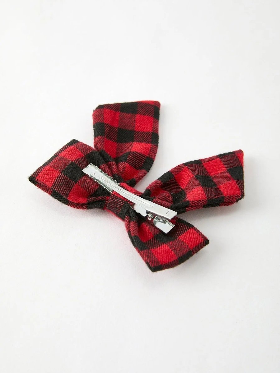 Rylee Faith Designs Winter Christmas Plaid Bow Hair Clip Festive Accessory - Everetts Place Boutique - 