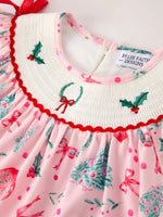 Rylee Faith Designs Winter Christmas Smocking Embroidery Colorful Girls Dress - Everetts Place Boutique - 