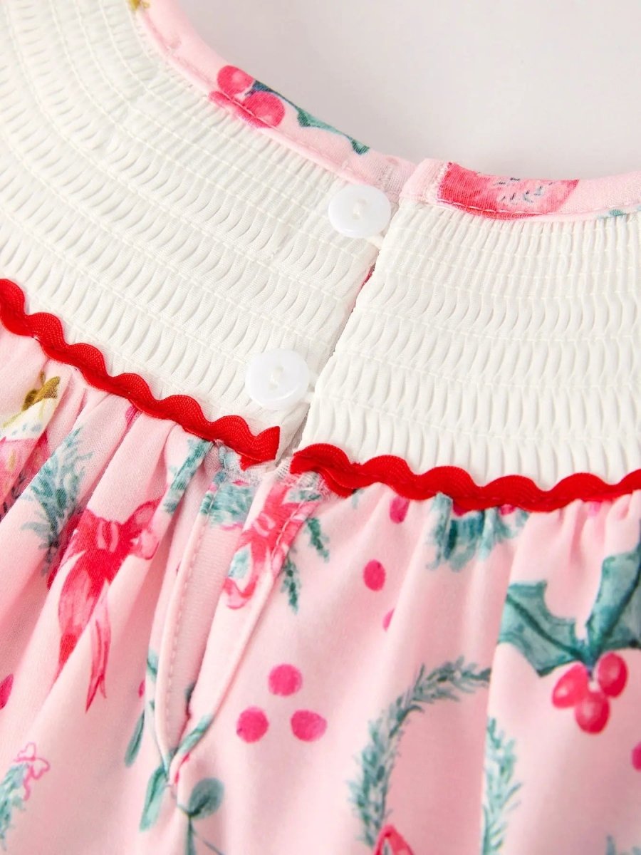 Rylee Faith Designs Winter Christmas Smocking Embroidery Colorful Girls Dress - Everetts Place Boutique - 