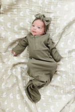 Mebie Baby Winter Green Organic Cotton Ribbed Head Wrap - 